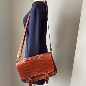 Heavy Leather Brief Case Media Bag EUC